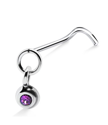 Ballring Stone Silver Curved Nose Stud NSKB-44